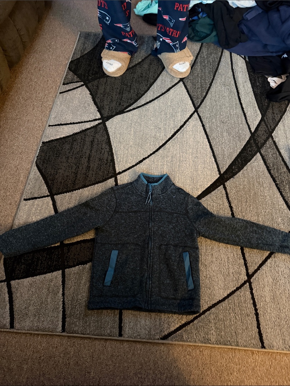Old Navy Boys Gray Full-Zip Hoodie with Blue Trim